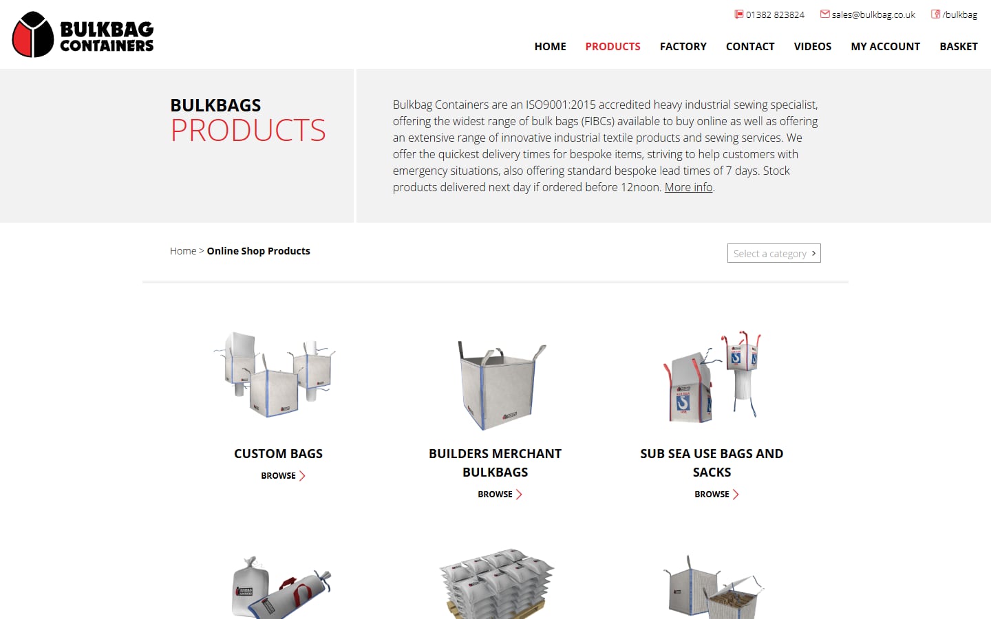 Bulkbag Containers product categories: custom bags, builders merchant bulkbags and subsea bags